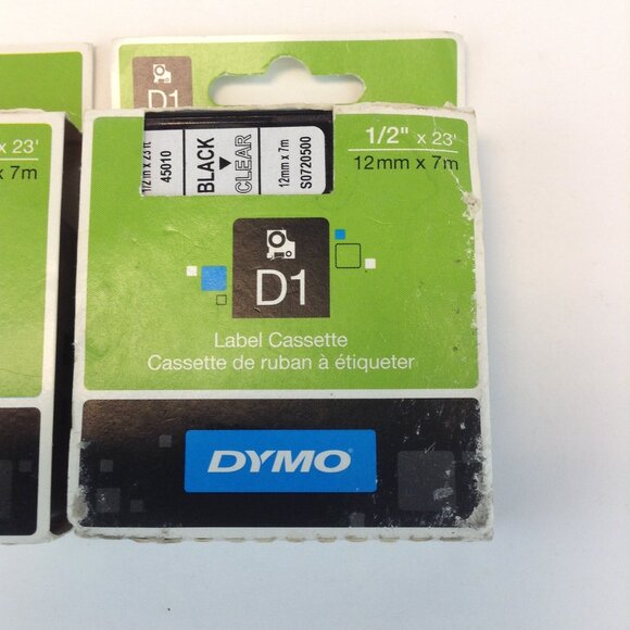 DYMO D1 Standard Labels 1/2" x 23' Black on Clear 2 Pack - Picture 14 of 15